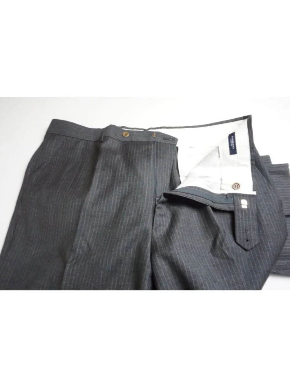 Burberry London Oxford Gray Pinstriped Wool 2 Pc Suit Jacket Pants 44R BRAND NEW